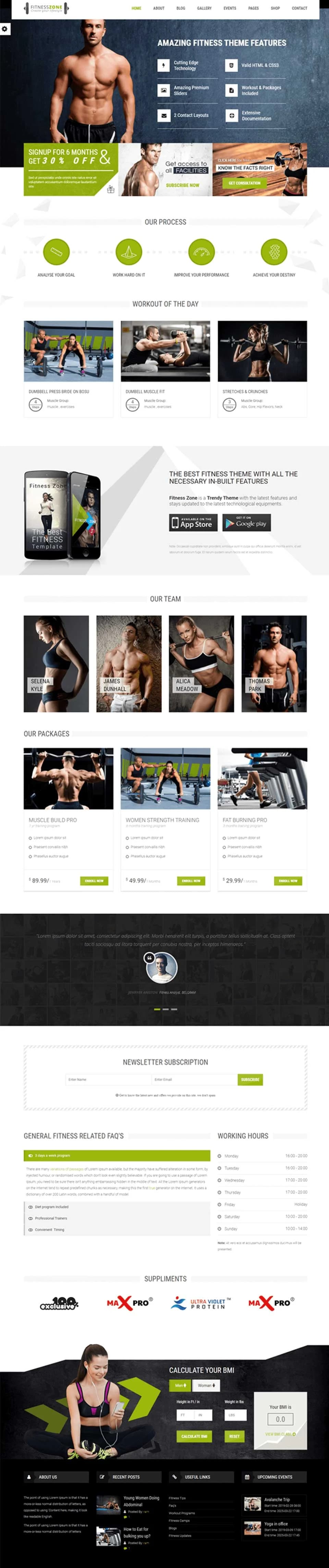 fitness website portfolio